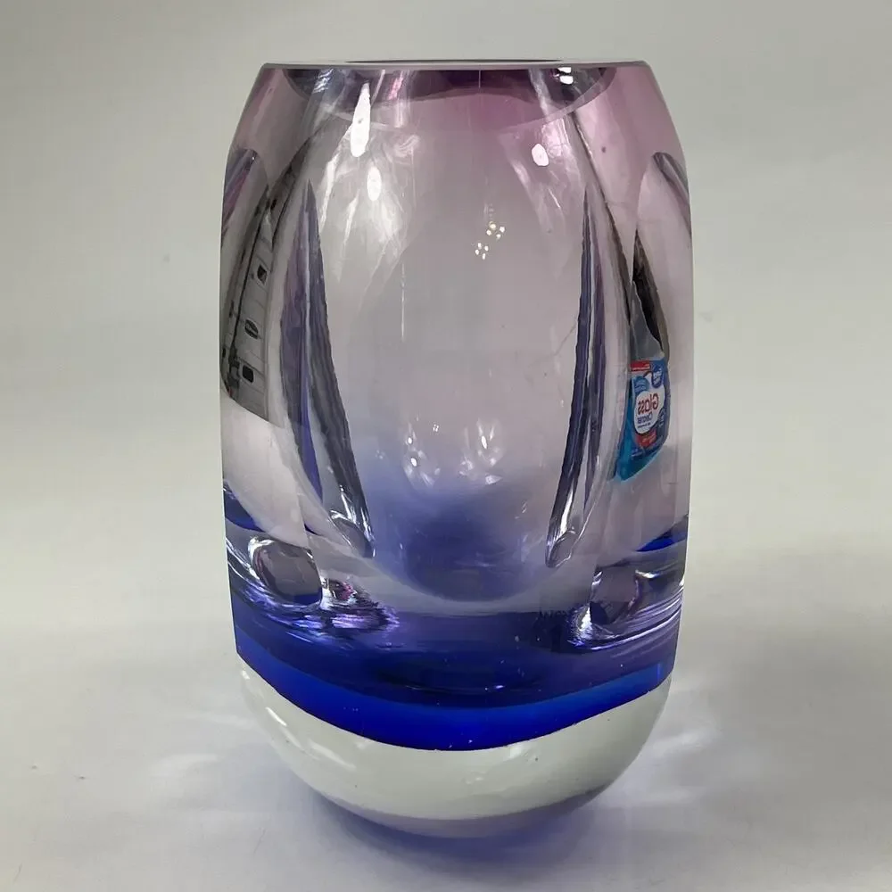 Vintage Murano Sommerso Vase Designed By Flavio Poli for Seguso Blue Pink Violet